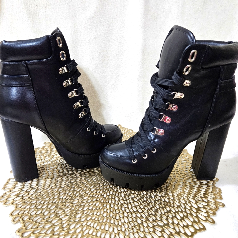 Women Chunky High Heels Ankle Boots Size 8 (39)